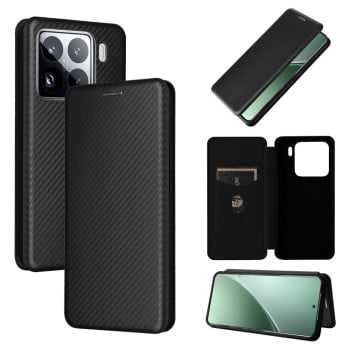 Чехол-книжка Carbon Fiber Texture на Xiaomi 15 - черный