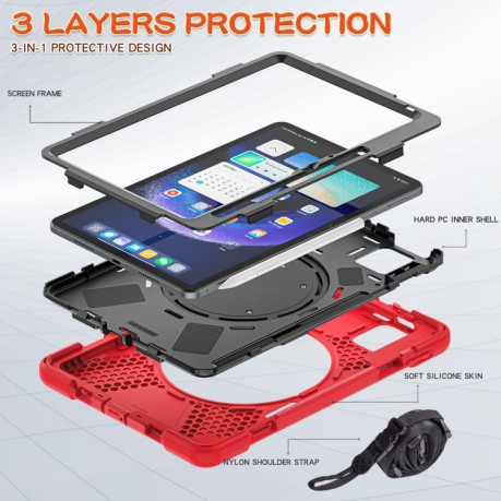 Чохол Silicone Hybrid PC Tablet Case with Holder &amp; Shoulder Strap для Xiaomi Pad 6/6 Pro - червоний