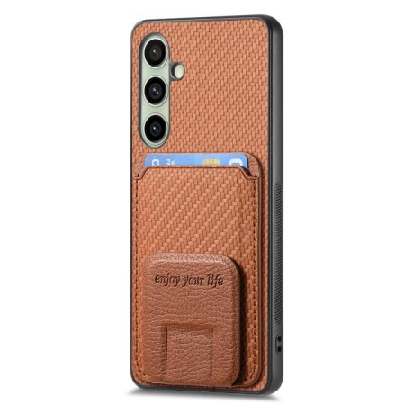 Протиударний чохол Carbon Fiber Card Bag для Samsung Galaxy A36 - коричневий