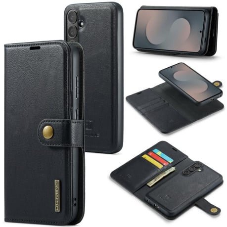 Чохол-книжка DG.MING з фактурою Crazy Horse на Samsung Galaxy S25 FE 5G - чорний