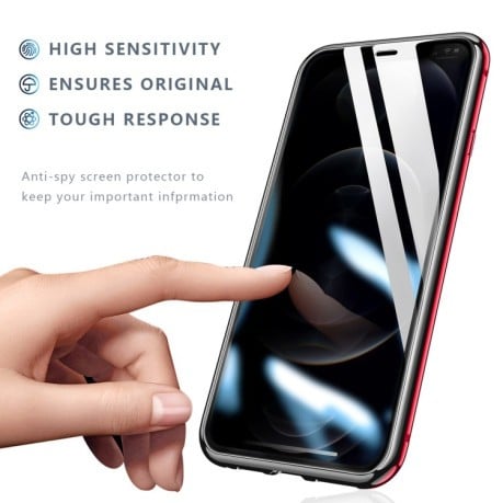 Двухсторонний стеклянный магнитный чехол R-JUST Four-corner для iPhone 12 Pro Max - красный
