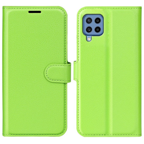 Чехол-книжка Litchi Texture для Samsung Galaxy M22 - зеленый