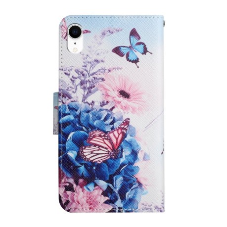 Чехол-книжка Painted Pattern для iPhone XR - Purple Butterfly