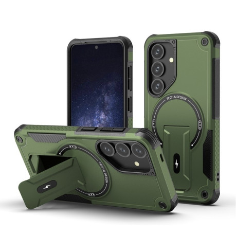 Протиударний чохол MagSafe Holder Armor PC Hybrid  для Samsung Galaxy S24 5G - зелений