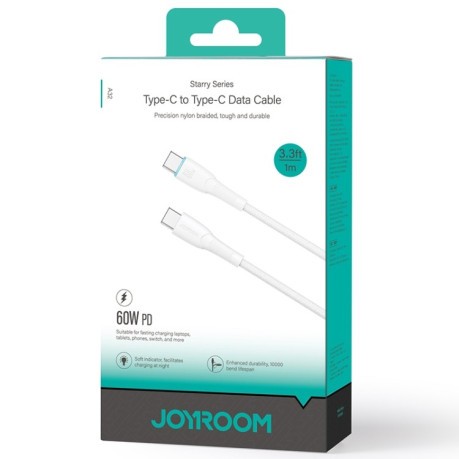 Кабель JOYROOM SA32-CC3 Starry Series 60W USB-C / Type-C to USB-C / Type-C Fast Charging Data Cable, Length:1m - белый