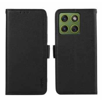 Чехол-книжка ABEEL Genuine Leather RFID на Motorola Edge 70 5G — черный