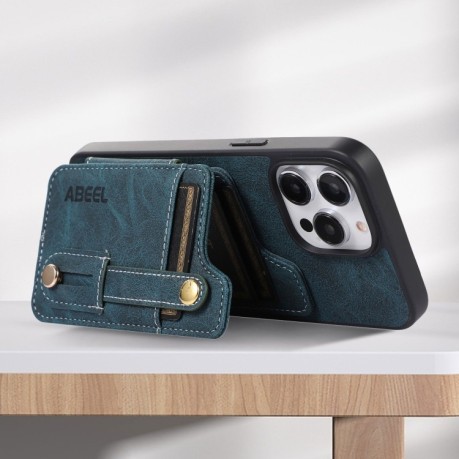 Чохол протиударний ABEEL Litchi Texture Card Bag для iPhone 15 Plus - синій
