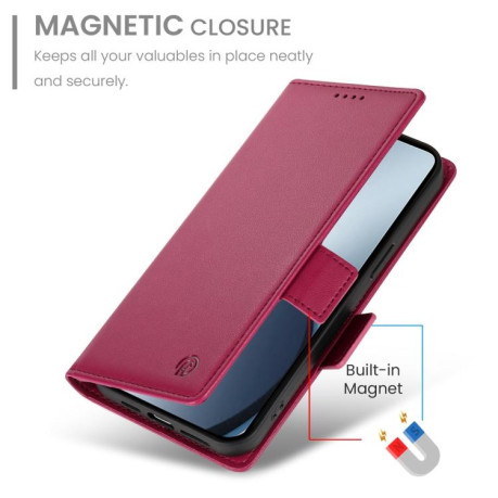 Чохол-книжка Side Buckle Magnetic Frosted Leather на Realme C75 / Realme 14x - винно-червоний