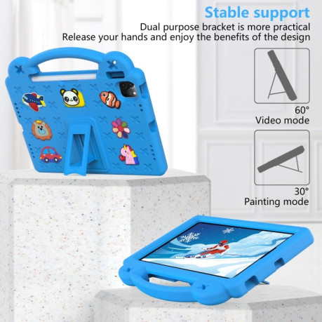 Противоударный чехол Handle Kickstand Children EVA для iPad 11(2025)/iPad 10.9 (2022) - синий