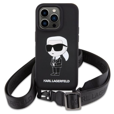 Оригінальний силіконовий чохол Karl Lagerfeld Crossbody Silicone Ikonik для iPhone 15 Pro - black(KLHCP15XSCBSKNK)