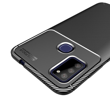 Противоударный чехол Beetle Series Carbon Fiber Texture на Samsung Galaxy M51 - черный
