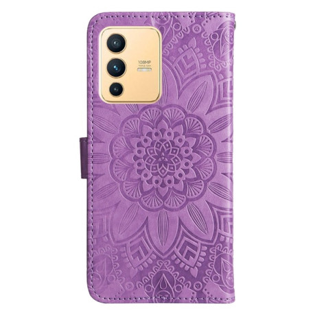 Чехол-книжка Embossed Sunflower для Vivo S12 / V23 5G - фиолетовый