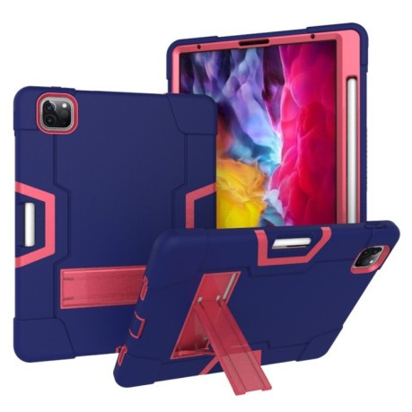 Противоударный чехол с подставкой Color Robot на iPad Pro 11  (2020)/Pro 11 2018- темно-синий с розово-красным