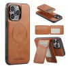 Чохол Fierre Shann Oil Wax Cow Leather Magnetic Card Holder на iPhone 16 Pro - коричневий