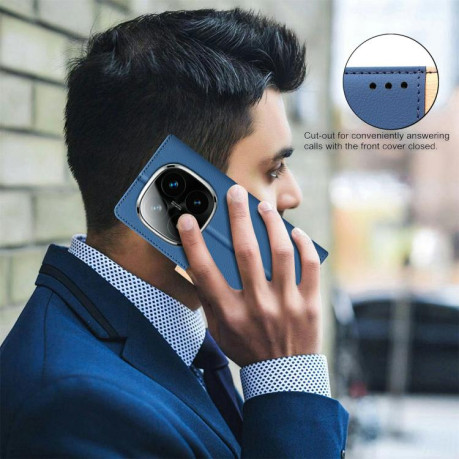 Чехол-книжка Color Matching RFID Anti-theft Leather для Xiaomi Redmi Note 14 Pro 4G - синий