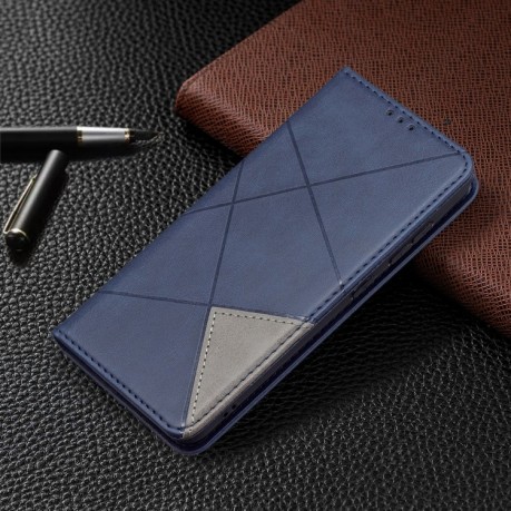 Чехол-книжка Rhombus Texture на Samsung Galaxy S21 FE - синий