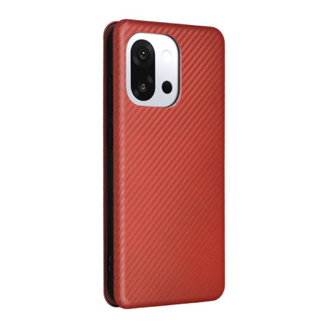 Чехол-книжка Carbon Fibre Texture на OnePlus 13T - коричневий