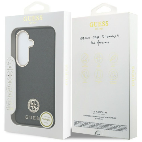 Чехол Guess Rhinestone Round Logo с MagSafe для Samsung Galaxy S26+ — чёрный