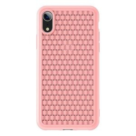 Ультратонкий силиконовый чехол Baseus Weave Style на iPhone XR-розовый