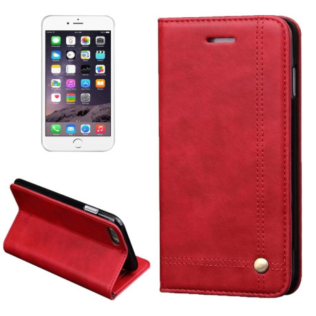 Кожаный чехол-книжка Retro Crazy Horse Texture на iPhone 6 Plus/ 6s Plus - красный