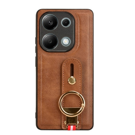 Противоударный чехол Wristband Leather Back для Xiaomi Redmi Note Redmi Note 14S/ 13 Pro 4G / POCO M6 Pro 4G - коричневый