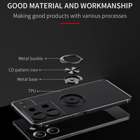 Ударозахисний чохол Metal Ring Holder для Xiaomi Redmi Note 13 - чорний