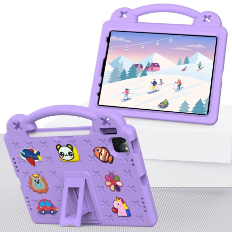 Противоударный чехол Handle Kickstand Children EVA для iPad 11(2025)/iPad 10.9 (2022) - фиолетовый