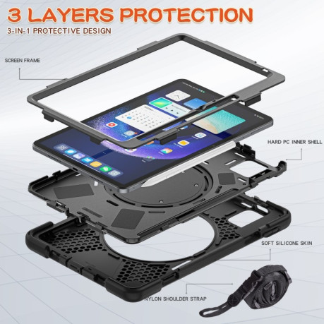 Чехол Silicone Hybrid PC Tablet Case with Holder &amp; Shoulder Strap для Xiaomi Pad 6 / 6 Pro - черный