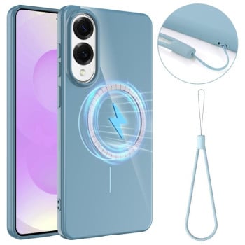 Противоударный чехол Glossy TPU Shockproof MagSafe на Samsung Galaxy S25 Edge 5G - синий