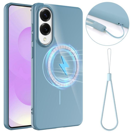 Протиударний чохол Glossy TPU Shockproof MagSafe для Samsung Galaxy S25 Edge 5G - синій