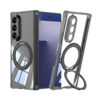 Прозрачный чехол с MagSafe усиленные углы Airbag с подставкой на Samsung Galaxy Fold7 5G - черный