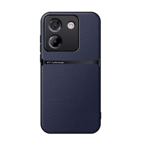 Противоударный чехол Litchi Leather Magnetic Full Coverage Shockproof на Xiaomi Poco M7 Pro 5G - синий