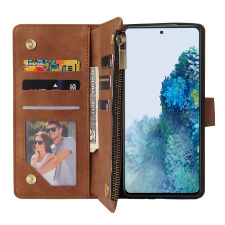 Чехол-книжка Zipper Wallet Bag на Samsung Galaxy S20 FE - коричневый