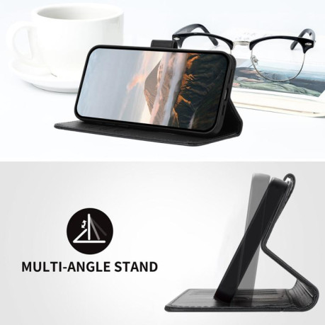 Чехол-книжка Triangle Pattern Buckle Clasp Leather на Xiaomi Poco X7 Pro - черный