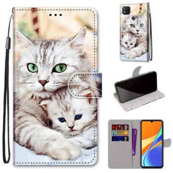 Чохол-книжка Coloured Drawing Cross для Xiaomi Redmi 10A/9C - Big Cat Holding Kitten
