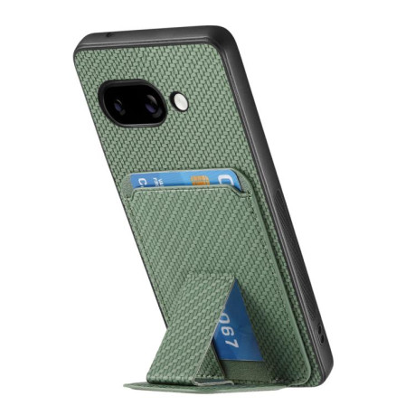 Противоударный чехол Carbon Fiber Card Bag для Google Pixel 9a - зеленый
