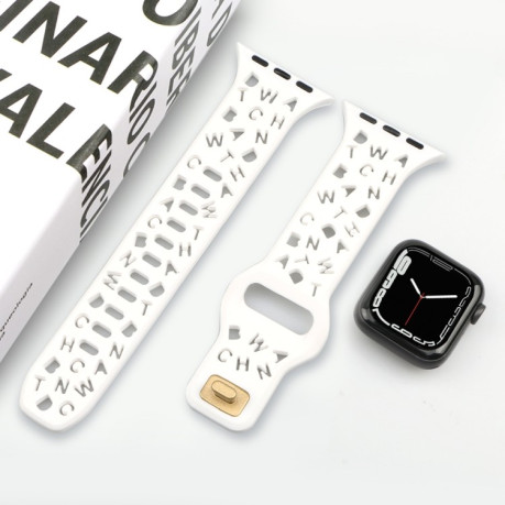 Ремешок English Letters для Apple Watch Series 8 / 7 41mm / 40mm / 38mm - белый