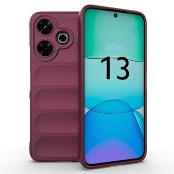 Силиконовый чехол Magic Flannel для Xiaomi Redmi 13 4G Global - винно-красный