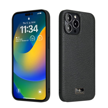 Протиударний чохол Fierre Shann Leather для iPhone 14 Pro - Cowhide Black