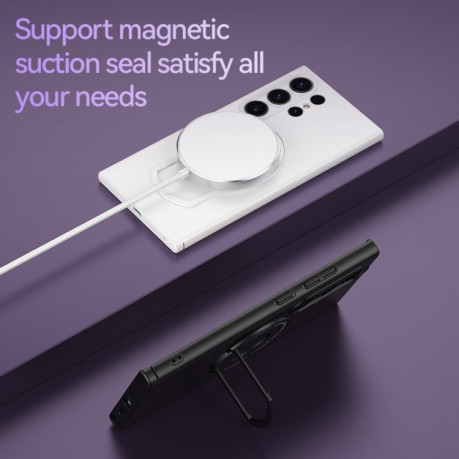 Противоударный чехол Matte Magsafe Magnetic with Trolley Holder для Samsung Galaxy S24+ 5G - черный