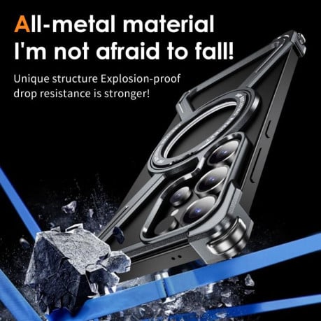 Протиударний чохол Titanium Alloy MagSafe Magnetic Airbag Shockproof для Samsung Galaxy S25 Ultra 5G - сірий