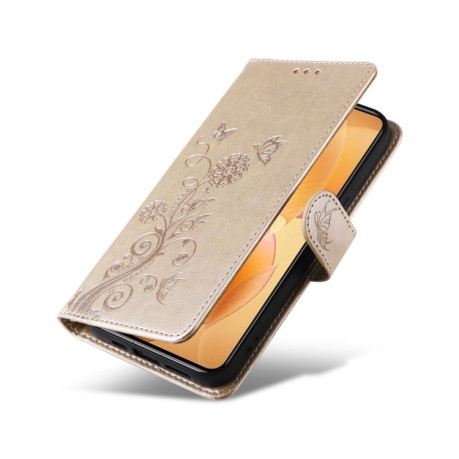 Чохол-книжка Embossed Butterfly для Xiaomi 14T Pro - золотий