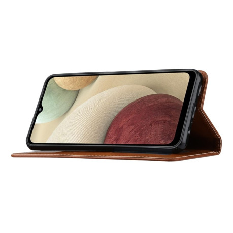 Шкіряний чохол-книжка Knead Skin Texture на Samsung Galaxy A34 5G - коричневий