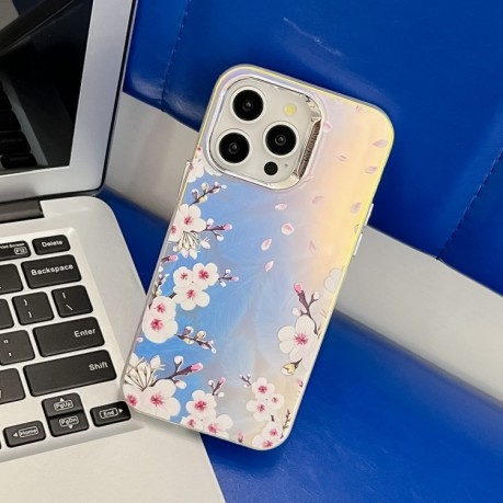 Чохол Electroplating Laser Flower Texture для iPhone 16 Pro - Plum Blossom