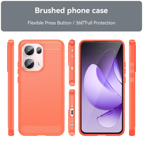 Протиударний чохол Brushed Texture Carbon Fiber на OPPO Reno13 Pro Global - червоний
