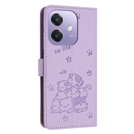 Чехол-книжка Diamond Embossed Skin Feel для OPPO A3/A3x/A40m - фиолетовый