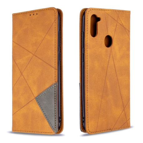 Чехол-книжка Rhombus Texture на Samsung Galaxy A11/M11 - оранжевый