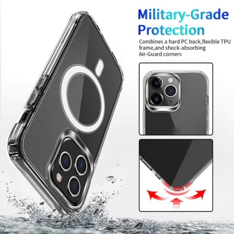 Протиударний чохол Magnetic Four Corner Airbags (Magsafe) для iPhone 15 Pro Max-прозорий