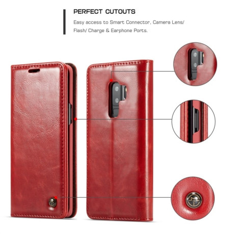 Кожаный чехол-книжка CaseMe 003 Series на Galaxy S9 Plus - красный