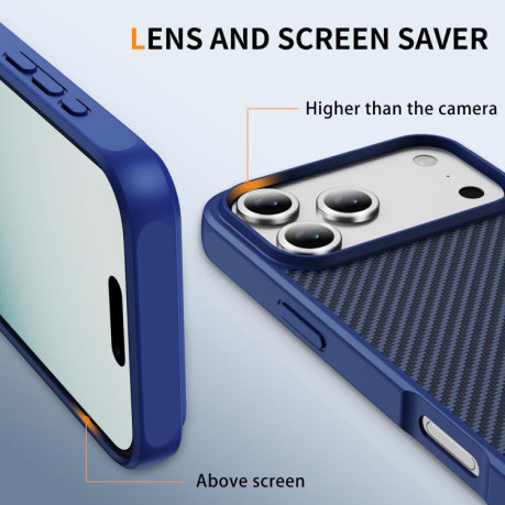 Ударозащитный чехол Carbon Fiber Texture Skin-feel Acrylic на iPhone 17 Pro Max - синий